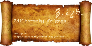 Záborszky Ágnes névjegykártya